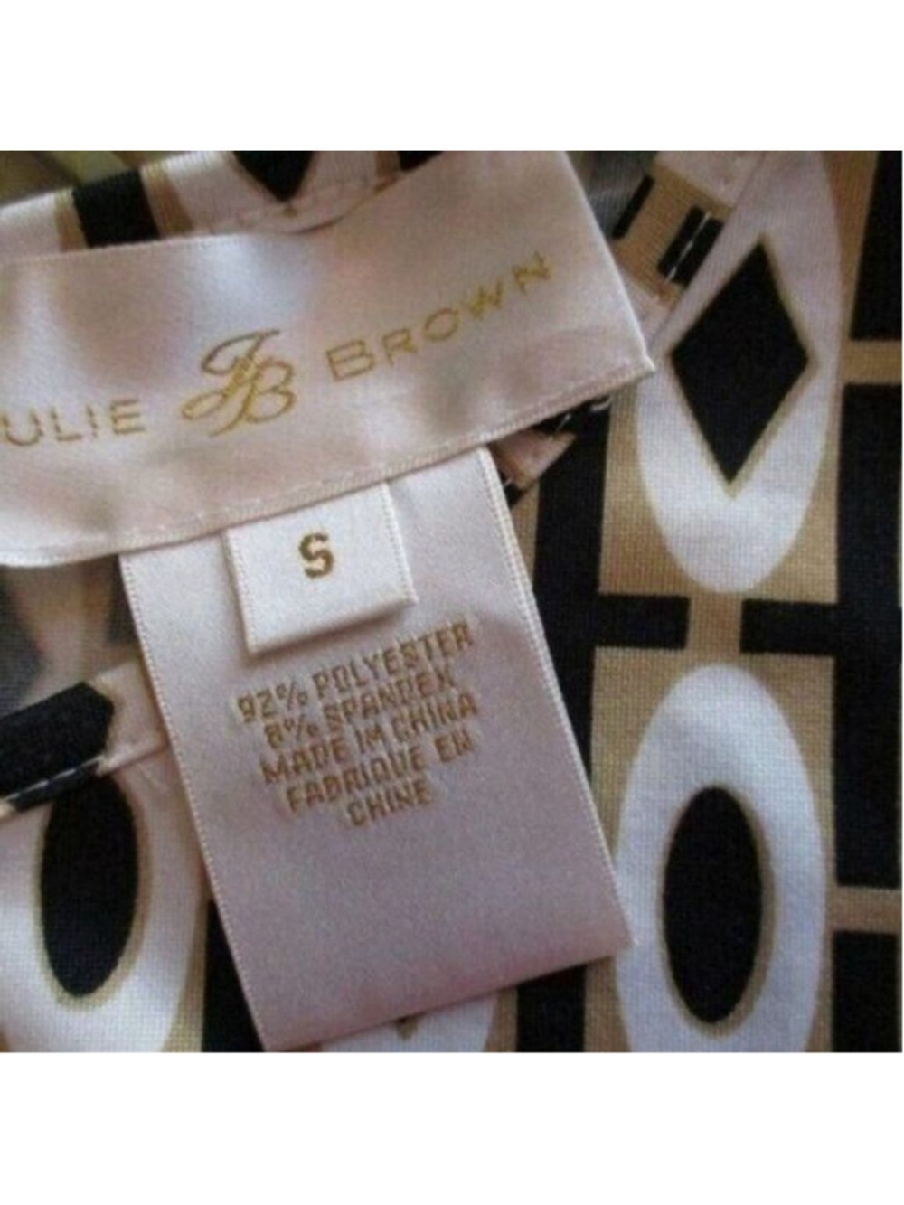 Julie Brown Tan Black Geometric Dress Small - Picture 6 of 6